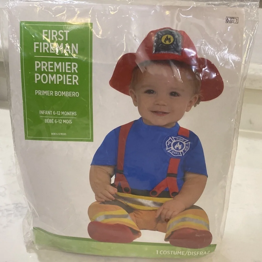 NEW🔥FIREMAN COSTUME🔥👩‍🚒6-12 MO INFANT 👩‍🚒🔥PARTY CITY